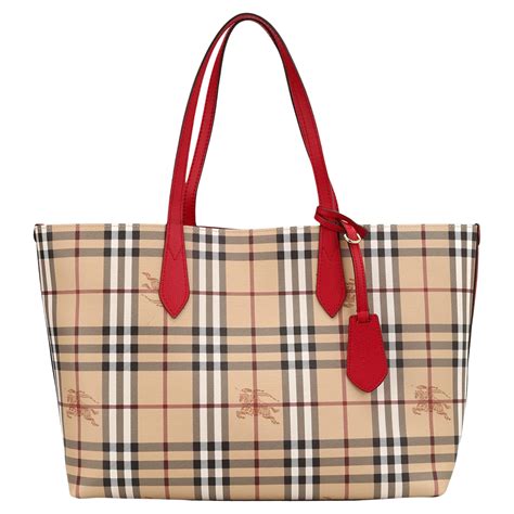 burberry reversible tote red|burberry check and leather tote.